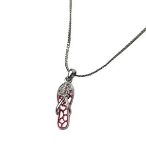 Cute silver flip-flip charm necklace